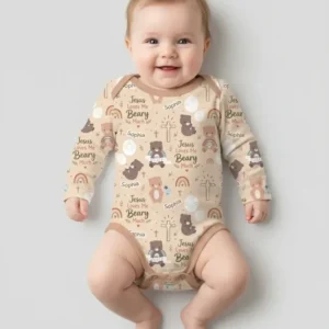 Custom Name Jesus Loves Me Beary Much Bamboo Bodysuit