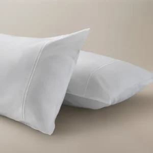 Percale Cambridge pillowcase with white cording