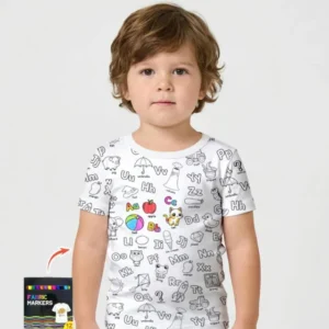 All Colorable Alphabet Bamboo Two Piece Short Sleeve Shorts Pajama Set