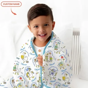 Custom Name Goose Happy 100 Days Of School Bamboo Blanket