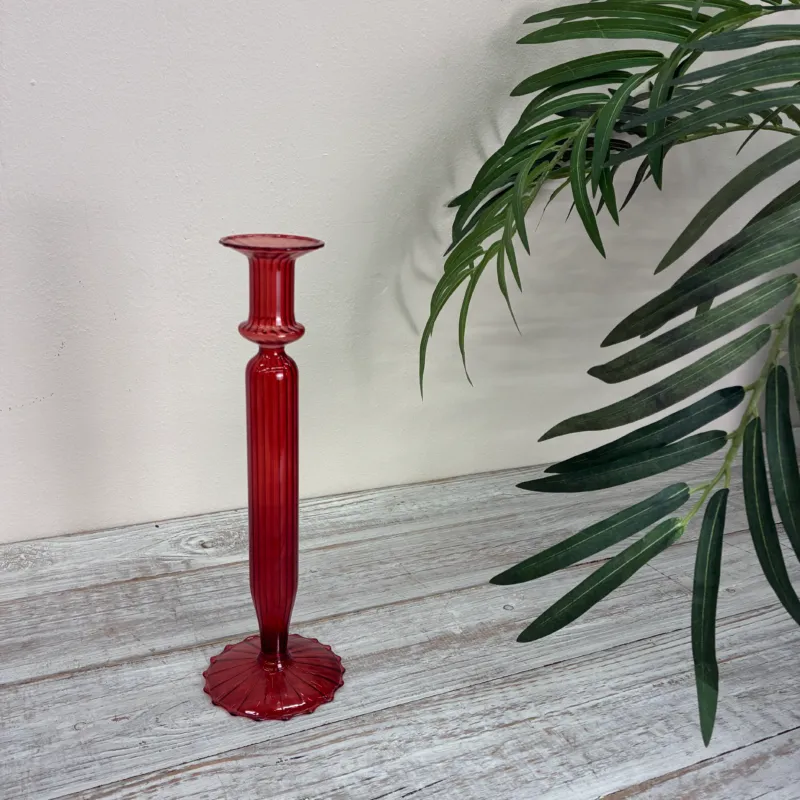 Kerzenständer rot Glas Ständer Deko Kerzenhalter 29cm