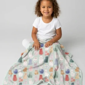 Enchanted Happy Kitty Family Matching Bamboo Blanket