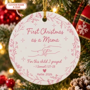 Christian First Christmas Mama Ceramic Ornament