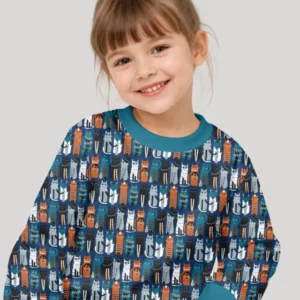 Retro Halloween Cat Bamboo Crewneck Sweatshirt