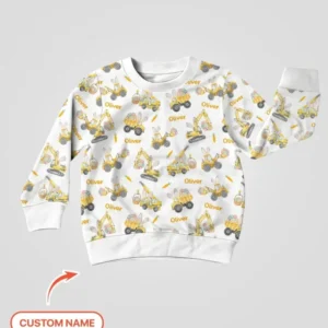 Custom name Eggs-cavator Construction Bamboo Crewneck Sweatshirt