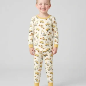 Custom Construction Matching Sibling Bamboo Two Piece Long Sleeve Pajama Set