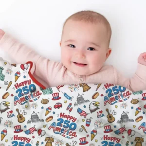 Happy 250 America I love USA Bamboo Blanket