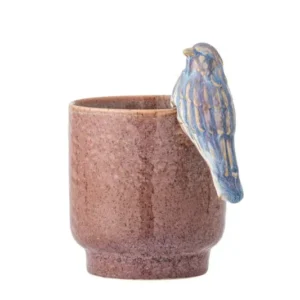 Blumentopf Birdy - Steingut handbemalt mit dekorativem Vogel