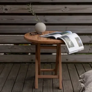 Kaffeetisch Hans - Ø50 mit Teakholz in Natur-Optik