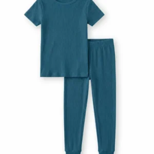Atlantis Ribbed Bamboo Two Piece Short Sleeve Pajama Set