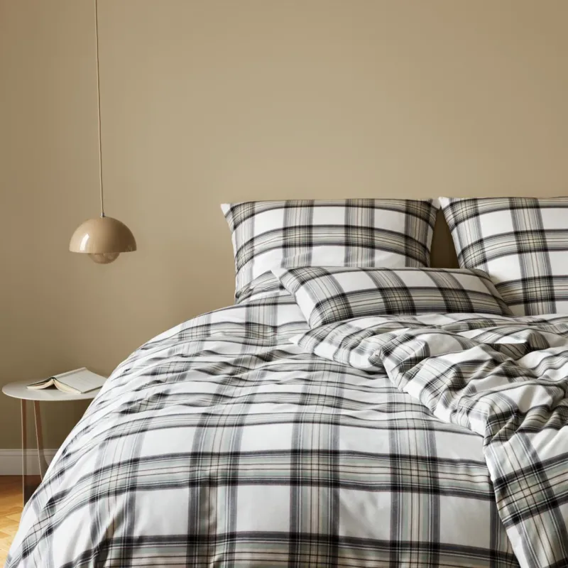Bettwäsche Flanell Westminster Natur mit Karomuster 135 x 200 cm