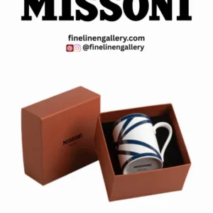 Missoni Home Mug Cup NASTRI in Luxury Box Blue diam. 3", H 3.9", cap. 12.5 oz - Palais Royal Linen Gallery