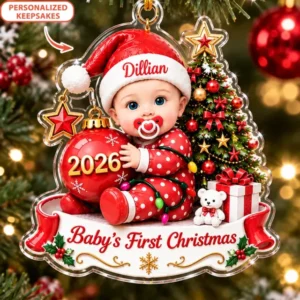 Custom Baby’s First Christmas 2026 Acrylic Ornament