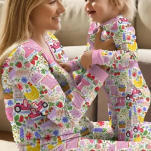 Farm Life Mommy & Me Matching Custom Bamboo Women Pajama Set