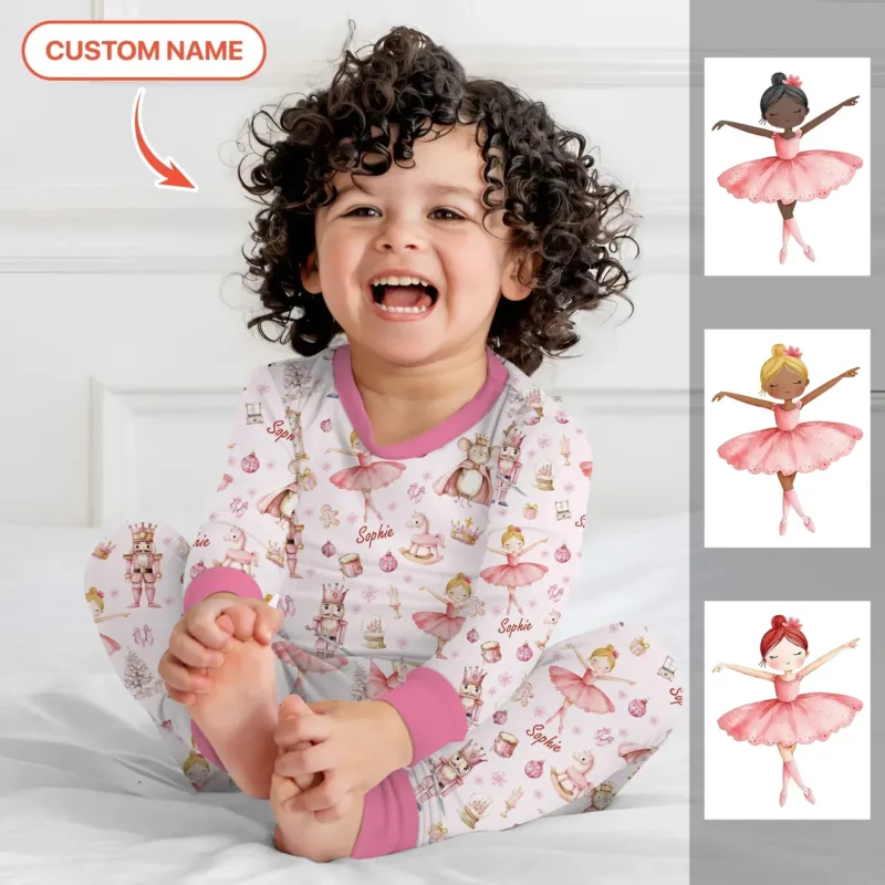 Custom Character "Ballerina Nutcracker Fairytale" Bamboo Two Piece Long Sleeve Pajama Set