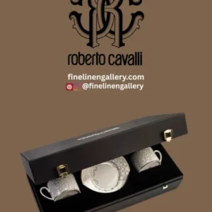 Roberto Cavalli Home Tea Cup & Saucer GIRAFFE Set of 2 in Luxury Box diam. 3.3", H 2.3", cap. 7.5 oz, Saucer diam. 6" - Palais Royal Linen Gallery
