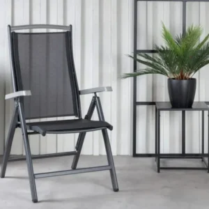 2er Set Gartenstuhl Aurelio - in Schwarz in 5 Positionen einstellbar