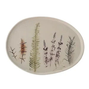 Servierplatte Céloria - aus Steingut gefertigt - Blumenmotiv