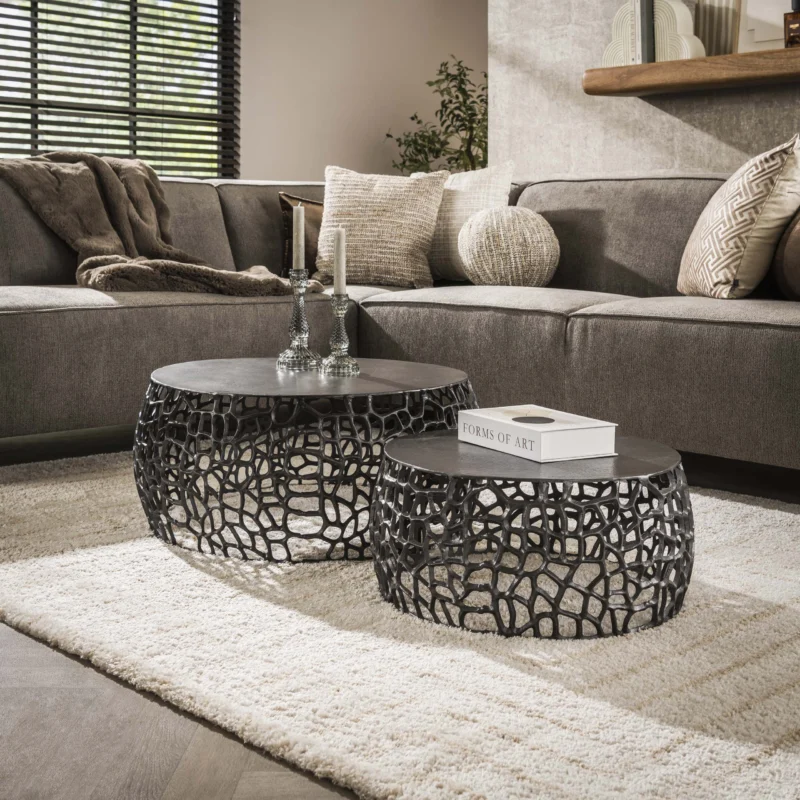 MAZE Couchtisch 2er Set / Schwarznickel