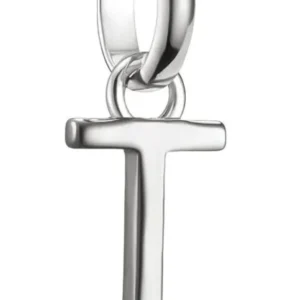 Silberner Charm-Anhänger Buchstabe I mit Öse und glatter Kantenform