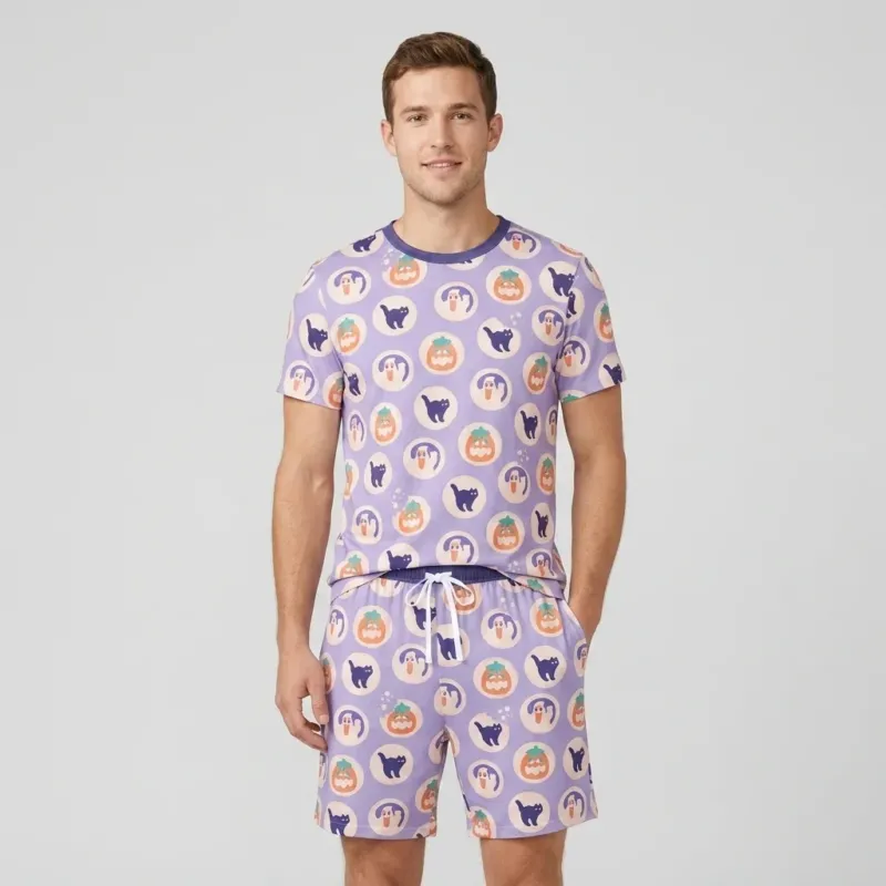 Boo Crew Bamboo Men Short Sleeve Short Pajama Set