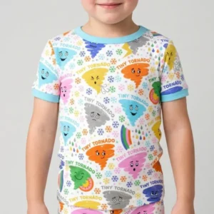 Tornado Family Matching Bamboo Two Piece Short Sleeve Shorts Pajama Set