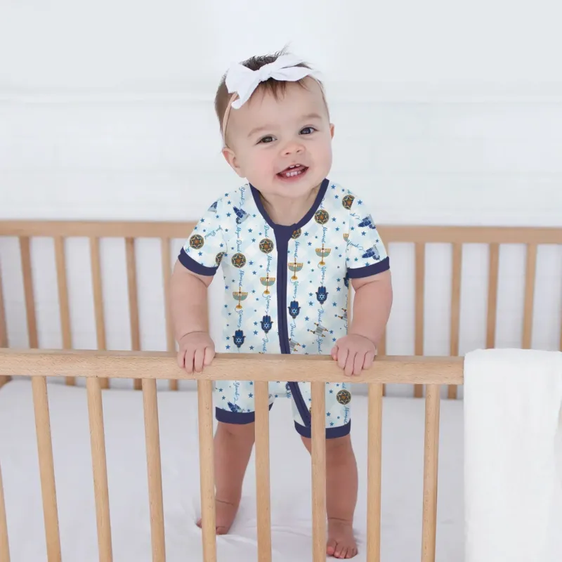 Hanukkah Festival Matching Family Bamboo Shorty Zippy