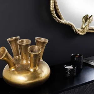 KIYA Handgefertigte Vase gold mit 5/7 Öffnungen Blumenvase