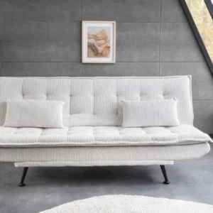 JAZZ Modernes Schlafsofa 195cm Cord 3-Sitzer mit Schlaffunktion Metallfüße schwarz