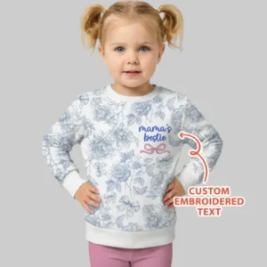 Custom Embroidered Mommy and Me Toile Matching Bamboo Crewneck Sweatshirt