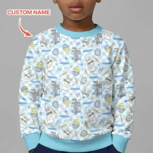 Custom Name Retro Easter Bamboo Crewneck Sweatshirt