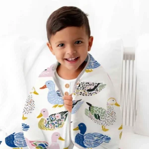 Whimsical Garden Ducks Bamboo Blanket