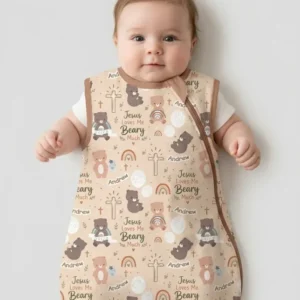 Custom Name Jesus Loves Me Beary Much Bamboo Sleep Bag