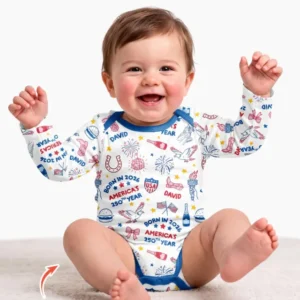 Born in 2026 America’s 250th Year Custom Name Bamboo Bodysuit