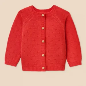Baby-Cardigan mit Lochmuster – Bio-Baumwolle