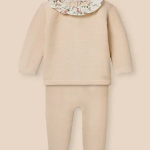 Set aus Strickwaren für Babys mit Kragen aus Liberty-Stoff