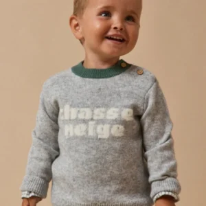 Babypullover aus Wolle mit Bärenmotiv