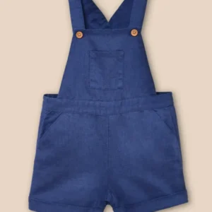 Baby-Latzhose aus Leinen und Baumwolle, kurz