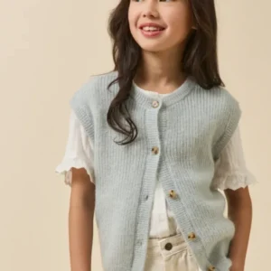 Mädchen-Cardigan aus Wolle und Mohair