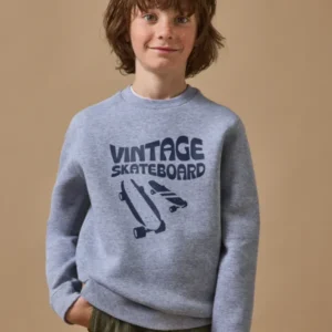 Jungen-Sweatshirt aus Molton mit Druckmuster