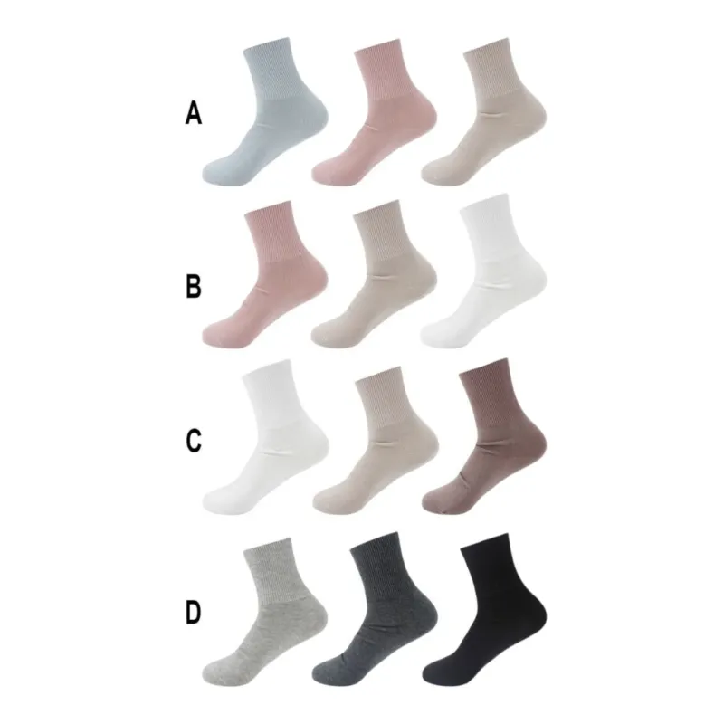 3er Pack Damen Socken Baumwolle » 3 Paar Premium Kurzsocken » Kurzschaft MED + DIA » Venenfreundlich ohne Gummibund