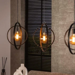 Pendelleuchte Rotaro Line – Lineares Ringdesign in Anthrazit oder Beige (3-flammig)