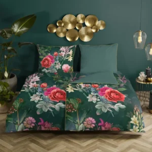 Descanso Satin Duvet Cover "Simone" - Grün - Rits