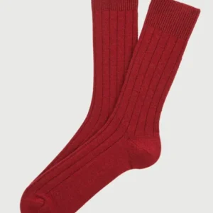 Chaussettes laine et cachemire bordeaux homme 1