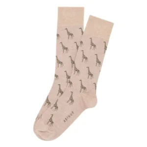 Chaussettes Homme en fil d'écosse Girafe Beige et Marron 1