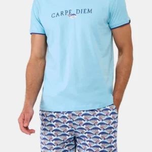 Pyjashort - Carpe diem bleu ciel 1