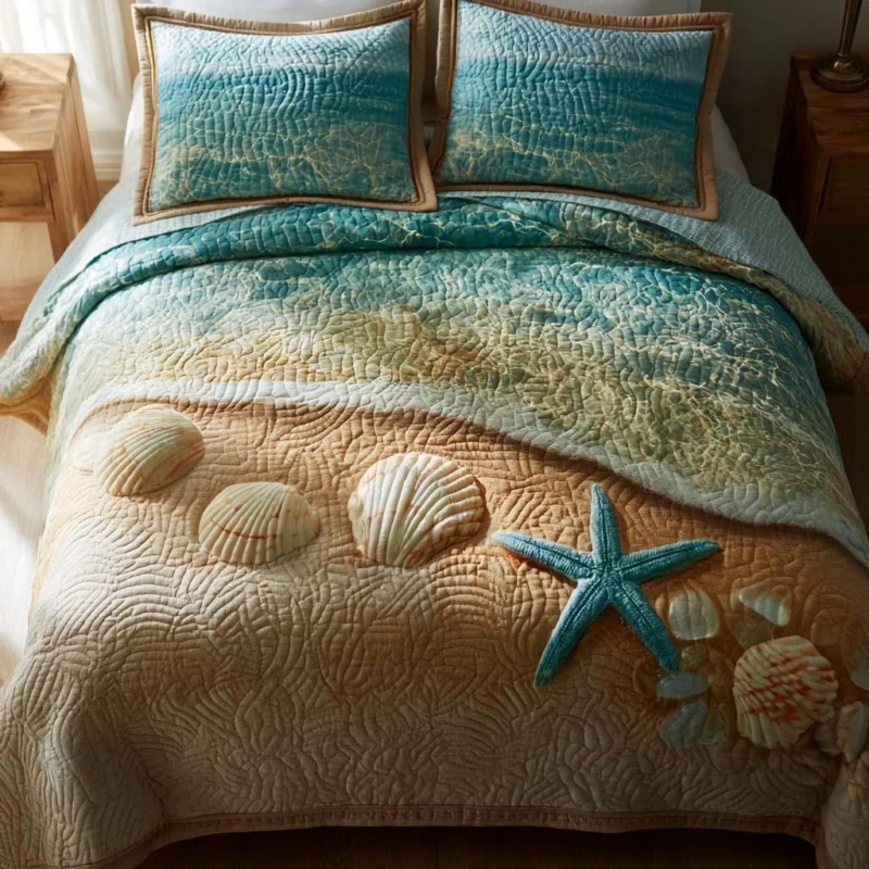 Azure Waves Bamboo Quilt Bedding Set