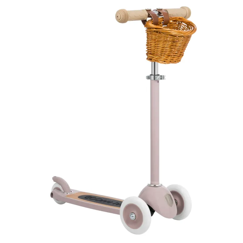 Dusty Pink Kids 3-Wheel Scooter Banwood Vintage front view