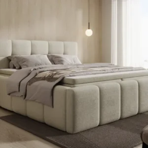 Designer Polsterbett Romy in Teddy Bouclé mit Stauraum inkl. Matratzen