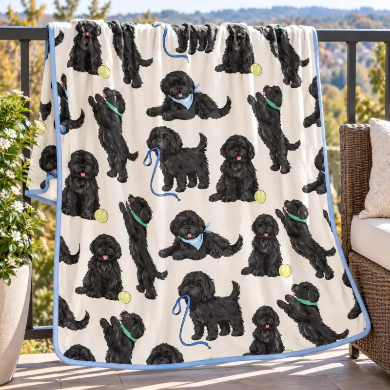Black Dog Playtime Bamboo Blanket
